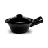 Ceramic Clay Pot w-Lid/Hdl Blk Shiny